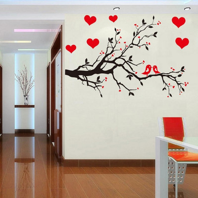 

Looks United  PVC Vinyl love Birds Wall Sticker(Pack of 1, Multicolor