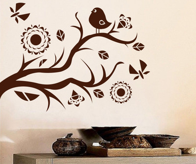 Creatick Studio 121.92 cm Branch with a Bird Wall Decal Self Adhesive Sticker(Pack of 1)