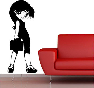 

Veldeco Girl [H55xW22]cm  cut work vinyl self adhesive walldecal Sticker(Pack of 1, Black