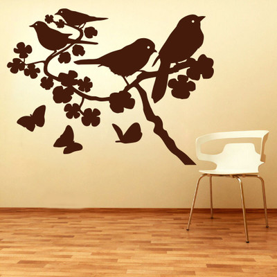 Creatick Studio 152.4 cm Birds n Butterflies Wall Decal Self Adhesive Sticker(Pack of 1)