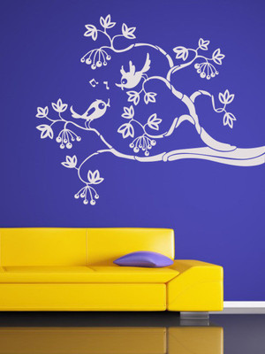 Trends on WALL 72 cm Bird Playing On Tree Self Adhesive Sticker(Pack of 1)