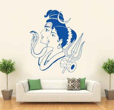 

Hoopoe Decor  Lord Shiva with Parvati Sticker(Pack of 1, Blue