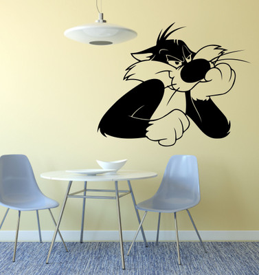 

Veldeco cartoon [H44xW55]cm  cut work vinyl self adhesive walldecal Sticker(Pack of 1, Black