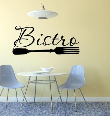 Veldeco Bistro [H28xW55]cm  cut work vinyl self adhesive walldecal Sticker(Pack of 1, Black