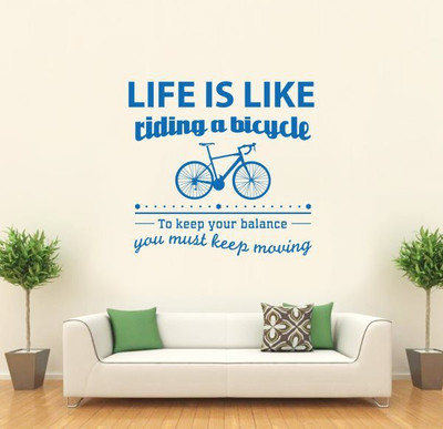 

Hoopoe Decor  Life is like riding a bicycle Sticker(Pack of 1, Blue