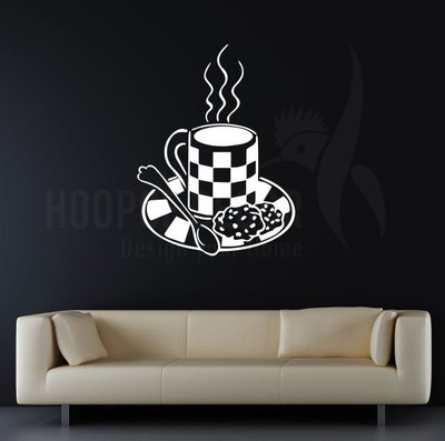 

Hoopoe Decor  Hot Coffee with Cookies Sticker(Pack of 1, White