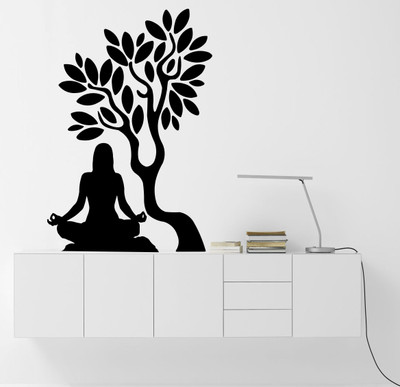 

Veldeco Babaji [H55xW37]cm  cut work vinyl self adhesive walldecal Sticker(Pack of 1, Black
