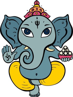 Asmi Collections 60 Asmi Collection Pvc Wall Stickers Beautiful God Ganesha Self Adhesive Sticker(Pack of 1)