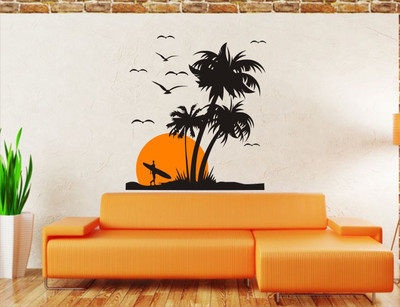

Wall Guru  Adhesive Sticker(Pack of 1, Black;orange