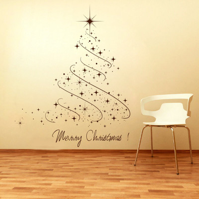 Creatick Studio 73.66 cm Christmas Tree Sparkles Tree Decal Self Adhesive Sticker(Pack of 1)
