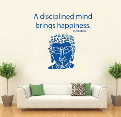 

Hoopoe Decor  Buddha, a disciplined mind brings happiness Sticker(Pack of 1, Blue