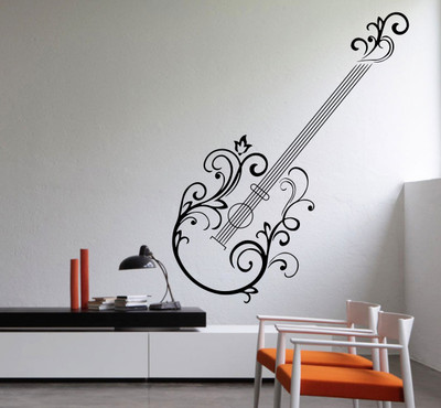 

Veldeco guitar [H77xW32]cm  cut work vinyl self adhesive walldecal Sticker(Pack of 1, Black