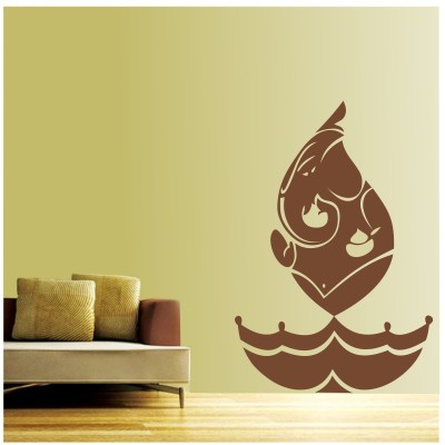 Asmi Collections 85 cm Asmi Collections PVC Wall Stickers Auspicious God Ganesha and Diya (Brown) Sticker(Pack of 1)