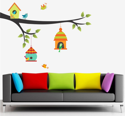 Asmi Collections 135 cm Beautiful Birds Nests Removable Sticker(Pack of 1)