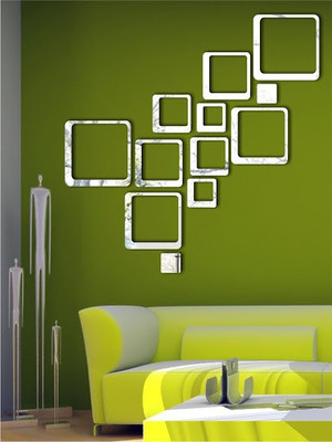 wall1ders 45.72 cm Mirror Squares Self Adhesive Sticker(Pack of 1)