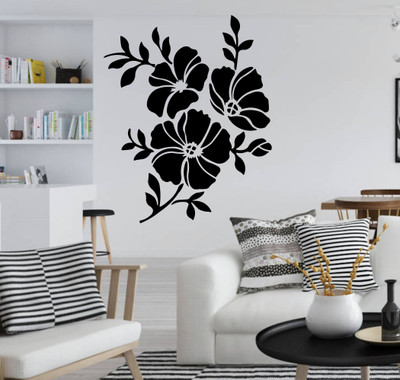 

Veldeco Flower [H55xW43]cm  cut work vinyl self adhesive walldecal Sticker(Pack of 1, Black