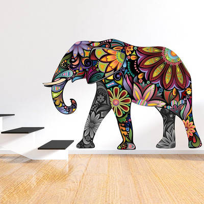 Asmi Collections 90 cm Beautiful and Cheerful Elephant Removable Sticker(Pack of 1)