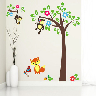 Espcreation 120 cm ESP Creation Monkey Hanging On Tree Sticker(Pack of 1)