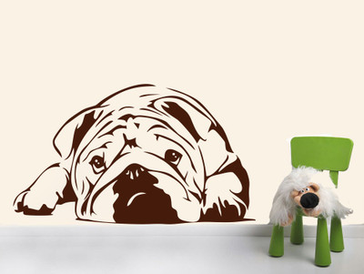 Creatick Studio 121.92 cm Pug Looks Sad Wall Decal Self Adhesive Sticker(Pack of 1)