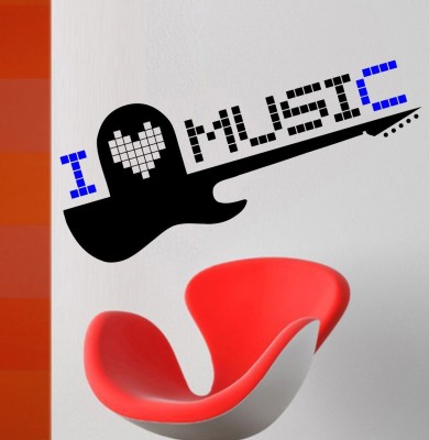 RNG 90 cm I Love Music Self Adhesive Sticker(Pack of 1)