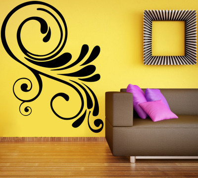 Creatick Studio 43.18 cm Swirl Floral Wall Sticker Self Adhesive Sticker(Pack of 1)