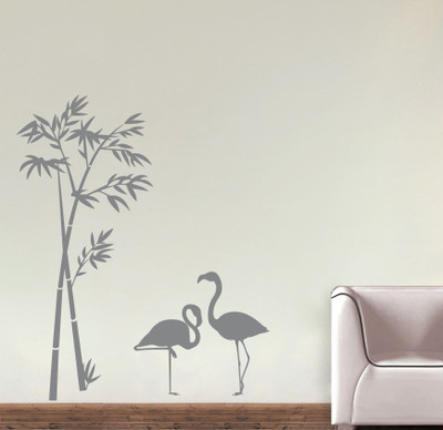 Creatick Studio 53 cm Creatick Studio Flamingo With Bamboo Wall sticker Self Adhesive Sticker(Pack of 1)
