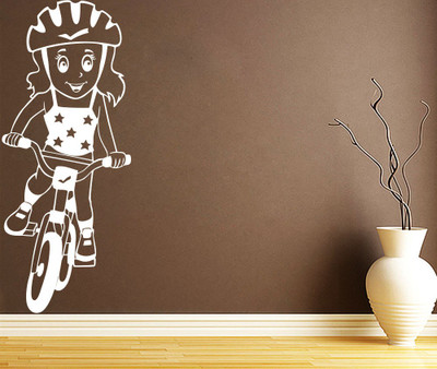 Creatick Studio 50.8 cm Bicycle child Wall Decal Self Adhesive Sticker(Pack of 1)