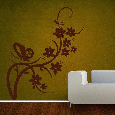 Creatick Studio 76.2 cm ButterFly on Branch Wall Decal Self Adhesive Sticker(Pack of 1)