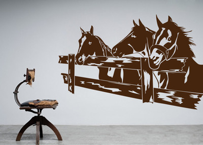 Creatick Studio 152.4 cm Horses Corral Wall Decal Self Adhesive Sticker(Pack of 1)