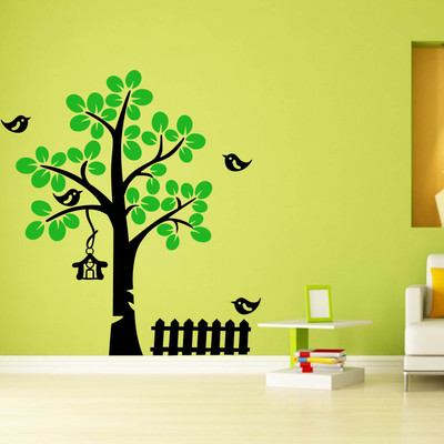 Trends on WALL 74 cm Beautifull Bird Tree Self Adhesive Sticker(Pack of 1)