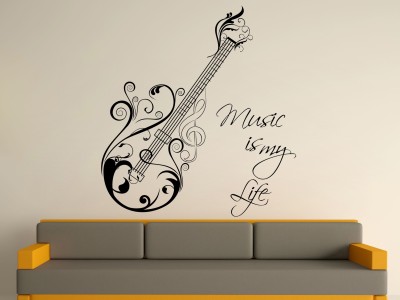 DECOR KAFE 40.64 cm Decal Style Music is my Life Art Tiny Size-15*16 Inch Self Adhesive Sticker(Pack of 1)