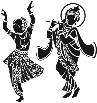 Asmi Collections 100 cm Dancing God Radha Krishna Removable Sticker(Pack of 1)