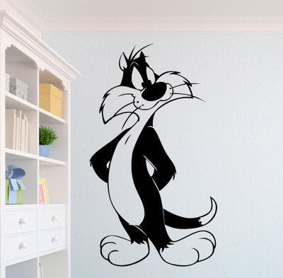 

Veldeco cartoon [H55xW32]cm  cut work vinyl self adhesive walldecal Sticker(Pack of 1, Black