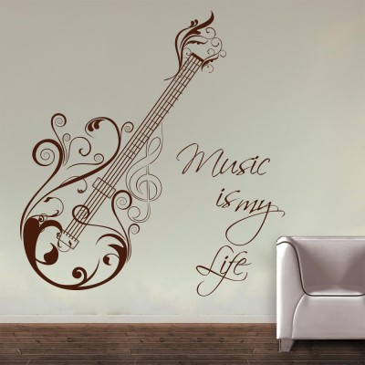 Creatick Studio 50.8 cm Music is my Life Wall Decal Self Adhesive Sticker(Pack of 1)