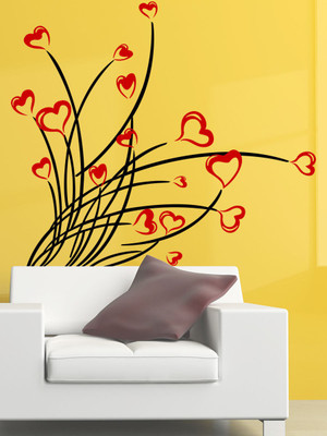 Trends on WALL 60 cm Heart Flower Self Adhesive Sticker(Pack of 1)