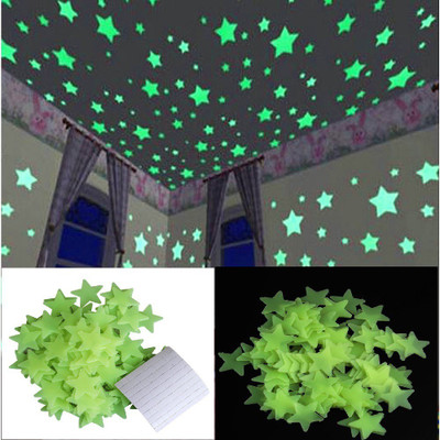 

Stickonn Small Green Fluorescent Glow In The Dark Star Wall Sticker(Pack of 50)