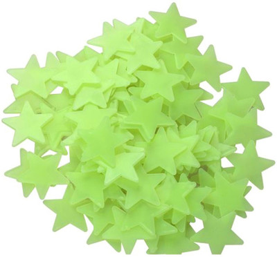 

Stickonn  Glow In The Dark- Colorful stars And Moon Sticker(Pack of 61, Green