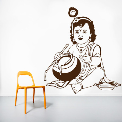 Creatick Studio 48.26 cm Shree Krishna Wall Decal Self Adhesive Sticker(Pack of 1)