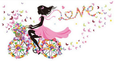 

Grabden Extra Large Bicycle Girl with flowers and Butterflies Wall Sticker(Pack of 1)