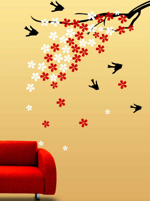 Trends on WALL 66 cm Bird Loving Tree Self Adhesive Sticker(Pack of 1)