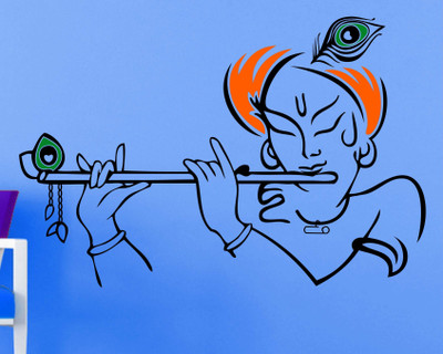 

rng  decorative creative krishna kanha with flute wall stickers in gud quality Sticker(Pack of 1, Multicolour