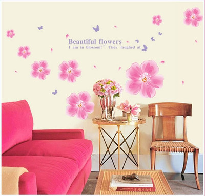 

Looks United  Self Adhesive Pink Flowers Wall Sticker(Pack of 1, Multicolor