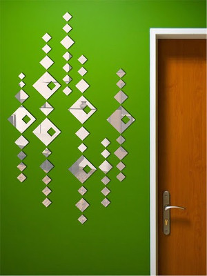 wall1ders 45.72 cm Mirror Squares Big and Small Self Adhesive Sticker(Pack of 1)