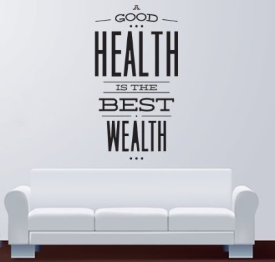 

Hoopoe Decor  Health is Wealth Sticker(Pack of 1, Black