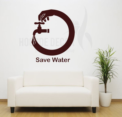 

Hoopoe Decor  Save Water Sticker(Pack of 1, Brown