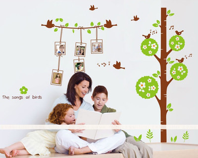 Oren Empower 90 cm Songs Of Birds With Photo Frames Wall Decals Self Adhesive Sticker(Pack of 1)