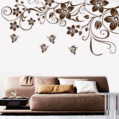 Creatick Studio 121.92 cm ButterFly Floral Wall Decal Self Adhesive Sticker(Pack of 1)