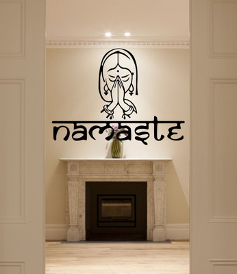

Veldeco Namaste [H40xW55]cm  cut work vinyl self adhesive walldecal Sticker(Pack of 1, Black