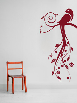 Creatick Studio 43.18 cm Bird Swirls Wall sticker Self Adhesive Sticker(Pack of 1)