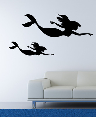 

Veldeco mermaids [H55xW18]cm  cut work vinyl self adhesive walldecal Sticker(Pack of 1, Black